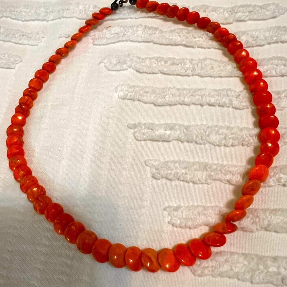 Bright Orange 🪸 Coral beaded necklace